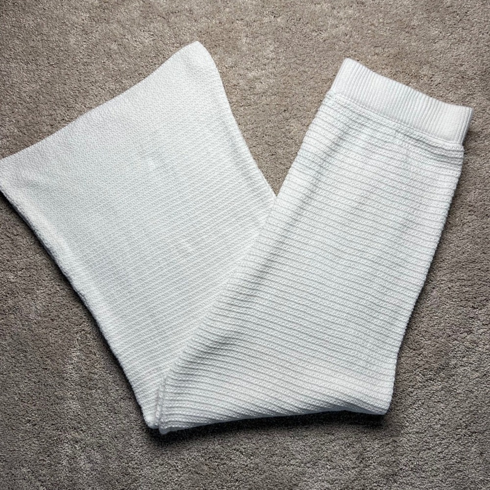 Sincerely Jules White Textured Knit Wide Leg Pants Womens XL Boho Beach Lounge